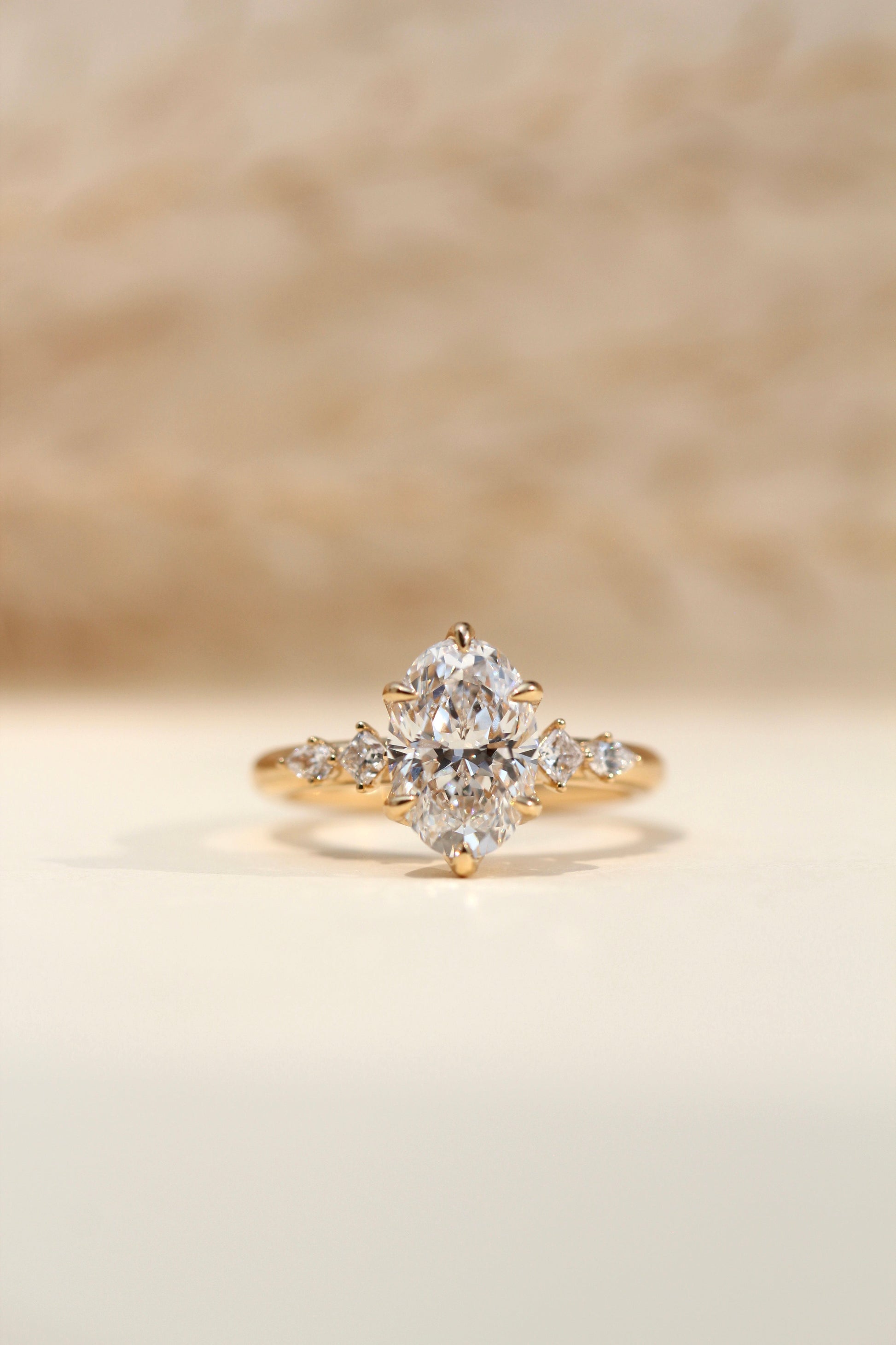 Marquise Shaped Three Stone Lab Grown Diamond Engagement Ring