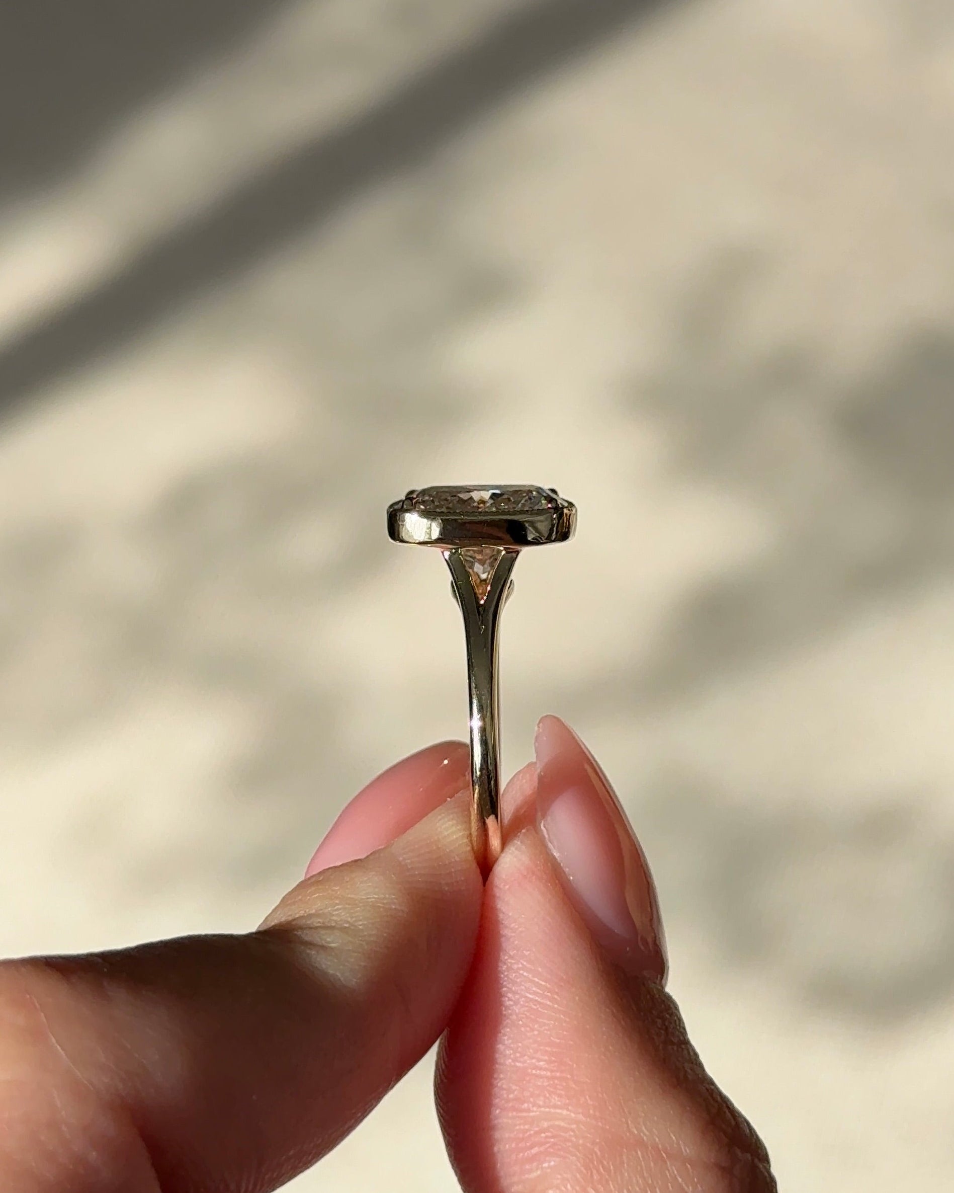 Marquise Shaped Three Stone Lab Grown Diamond Engagement Ring