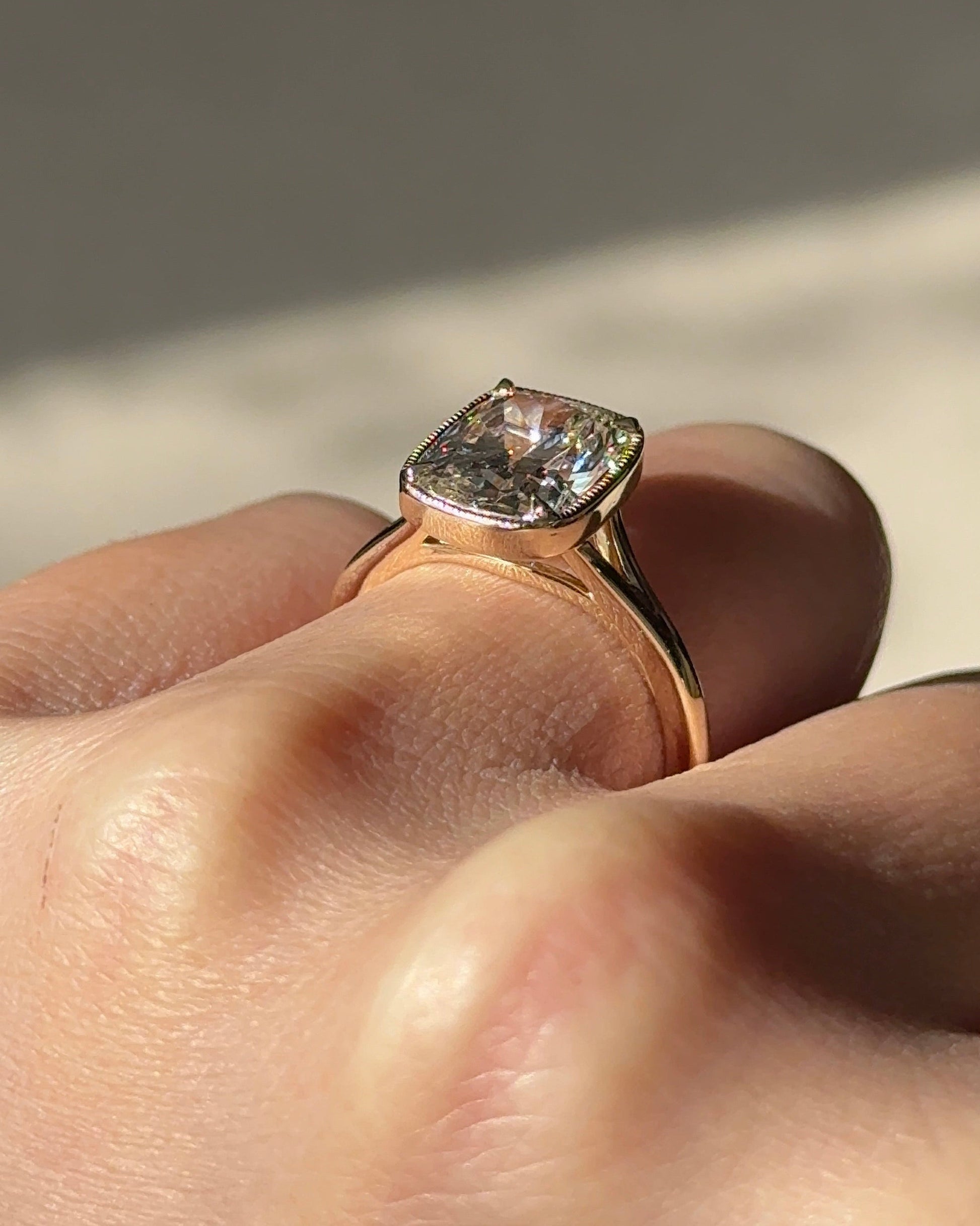 Marquise Shaped Three Stone Lab Grown Diamond Engagement Ring