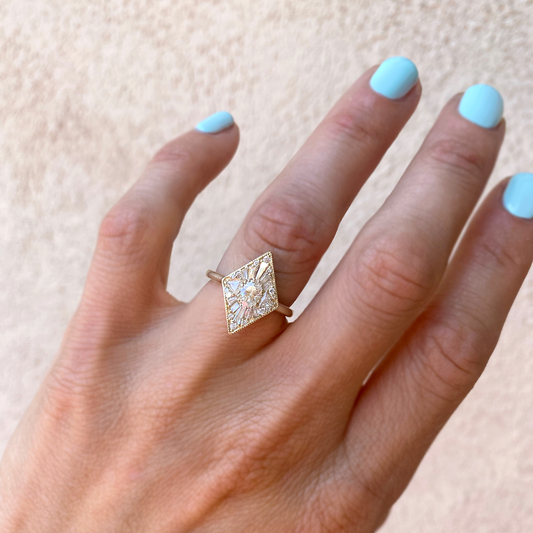 Marquise Shaped Three Stone Lab Grown Diamond Engagement Ring