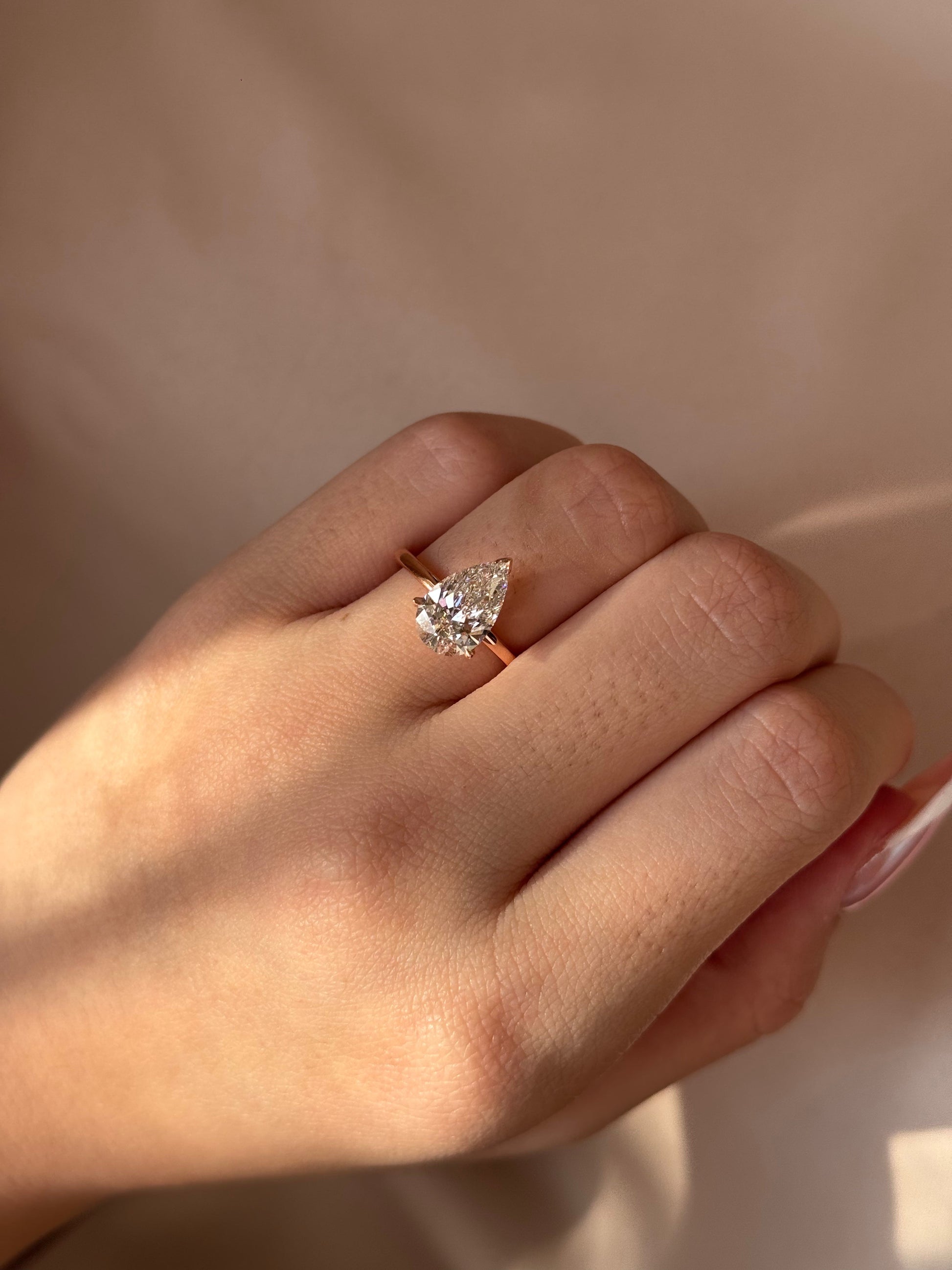 Marquise Shaped Three Stone Lab Grown Diamond Engagement Ring