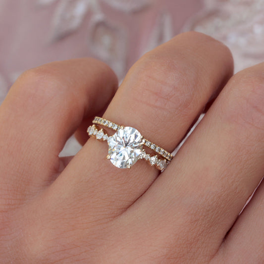2.9 Carats Emerald Pave Styled Moissanite Engagement Ring
