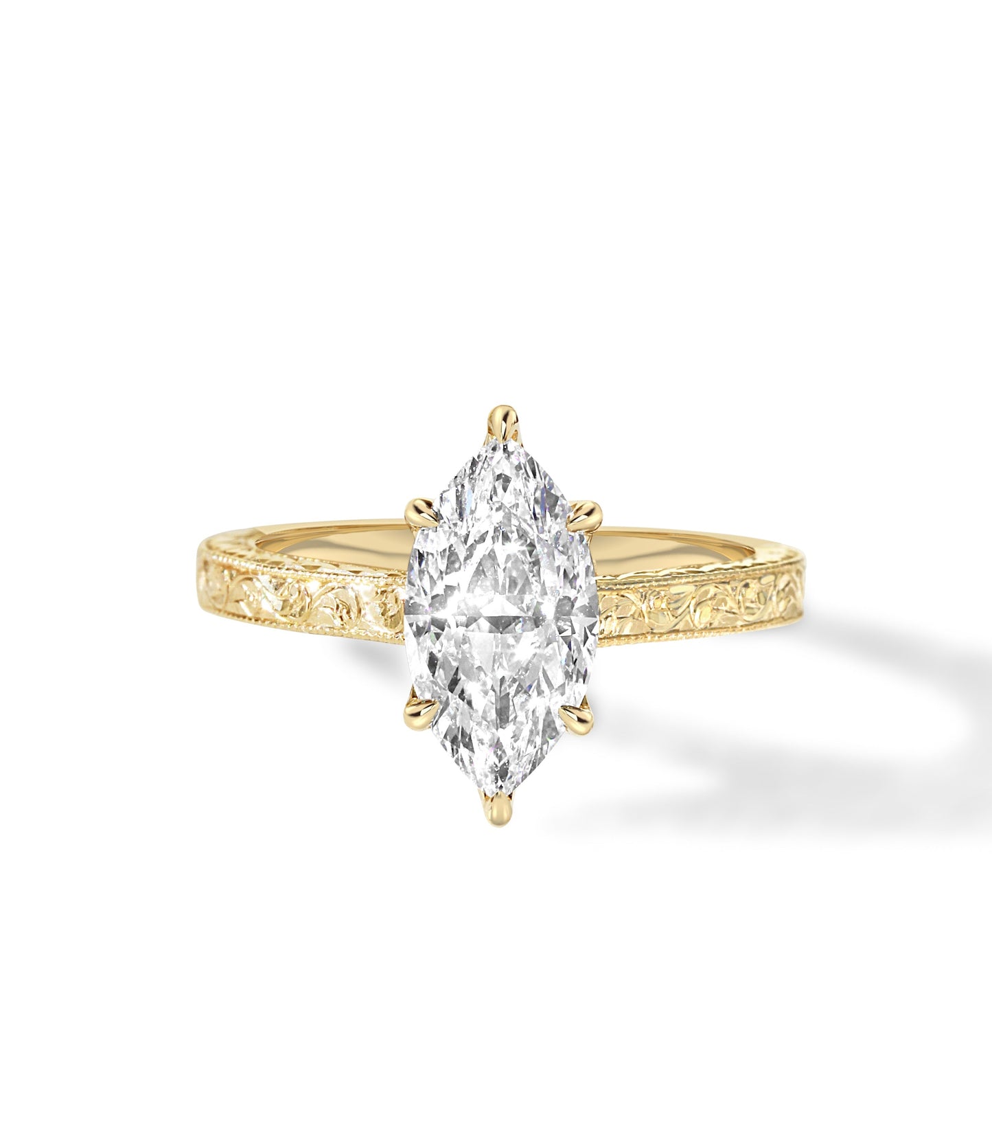 Marquise Shaped Three Stone Lab Grown Diamond Engagement Ring