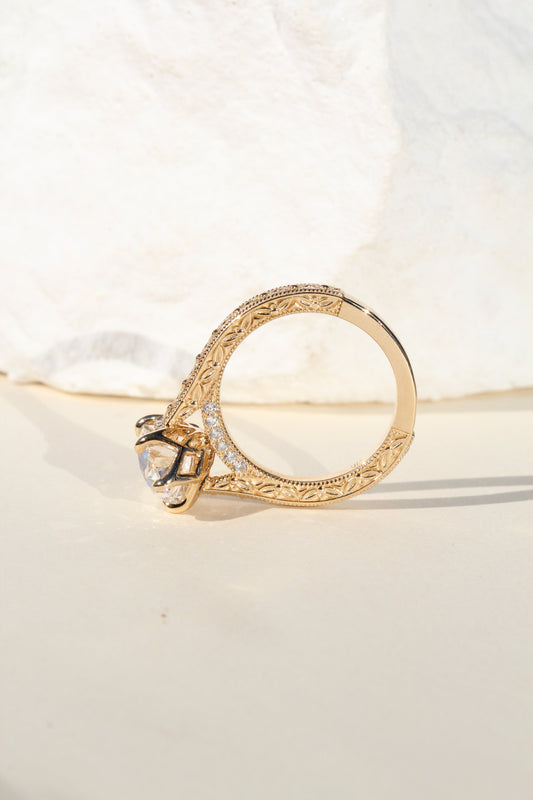 Marquise Shaped Three Stone Lab Grown Diamond Engagement Ring