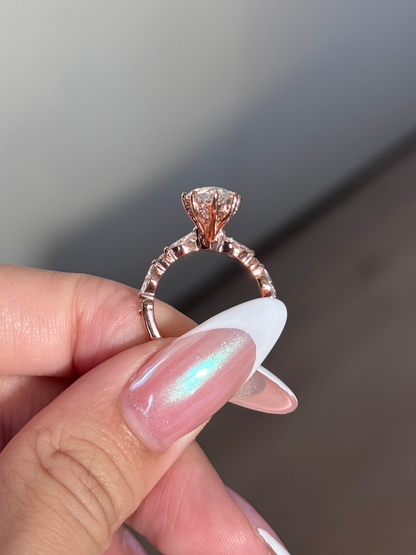 Marquise Shaped Three Stone Lab Grown Diamond Engagement Ring