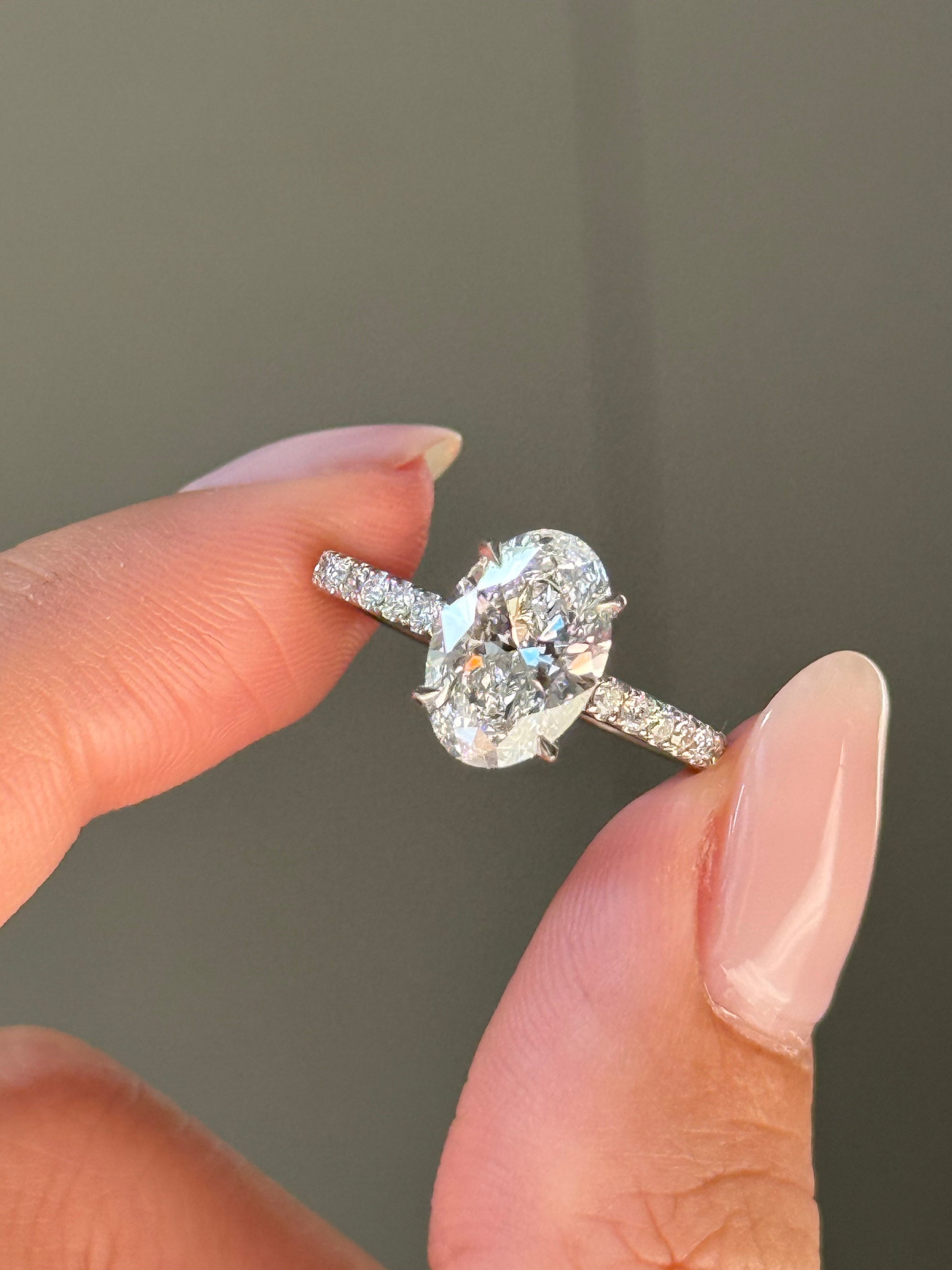 Marquise Shaped Three Stone Lab Grown Diamond Engagement Ring