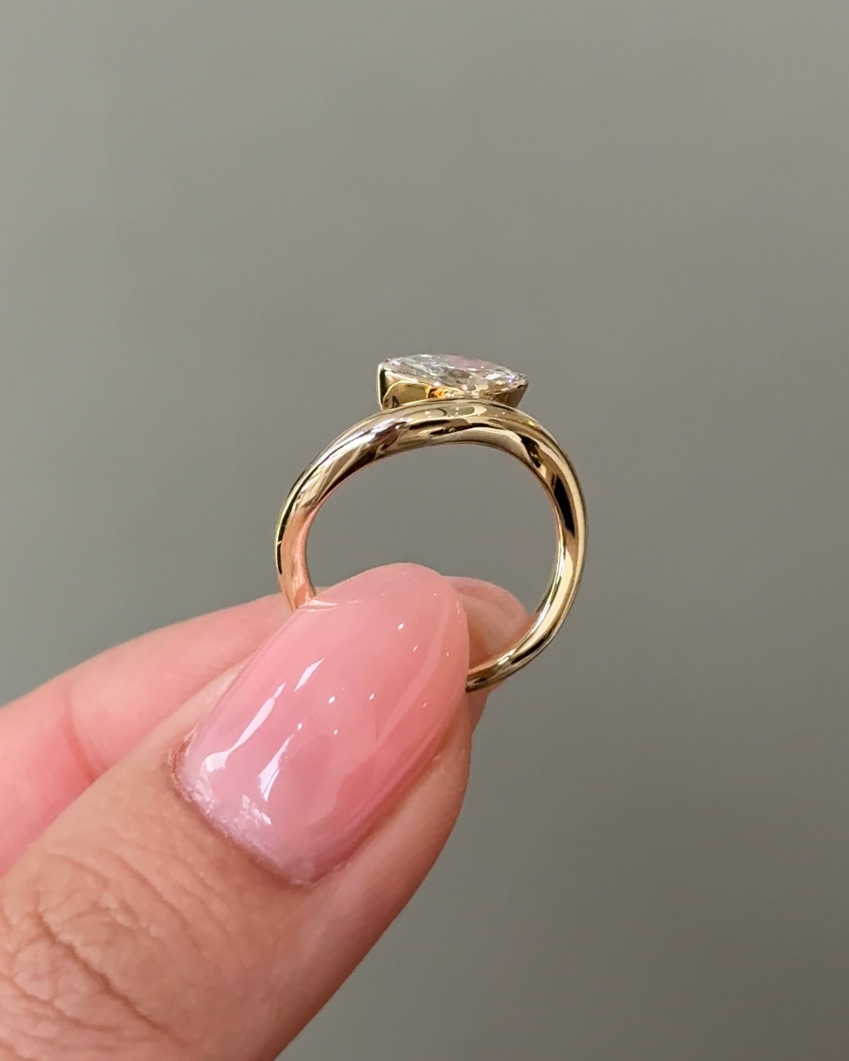 Marquise Shaped Three Stone Lab Grown Diamond Engagement Ring