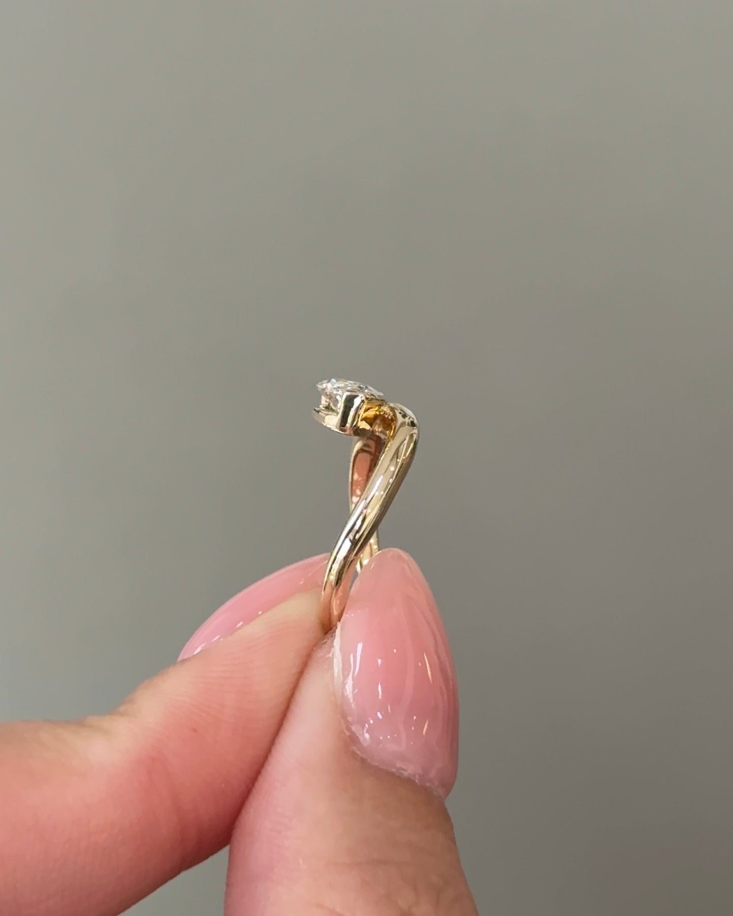 Marquise Shaped Three Stone Lab Grown Diamond Engagement Ring