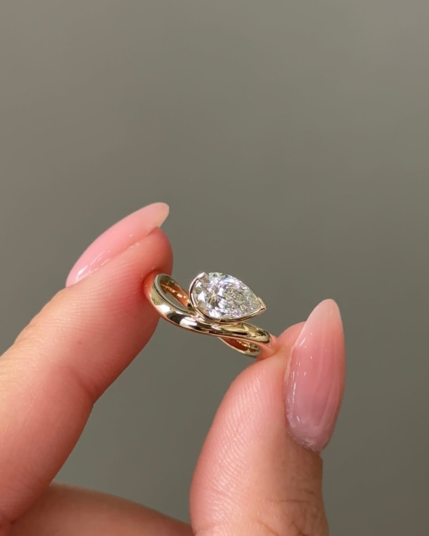 Marquise Shaped Three Stone Lab Grown Diamond Engagement Ring