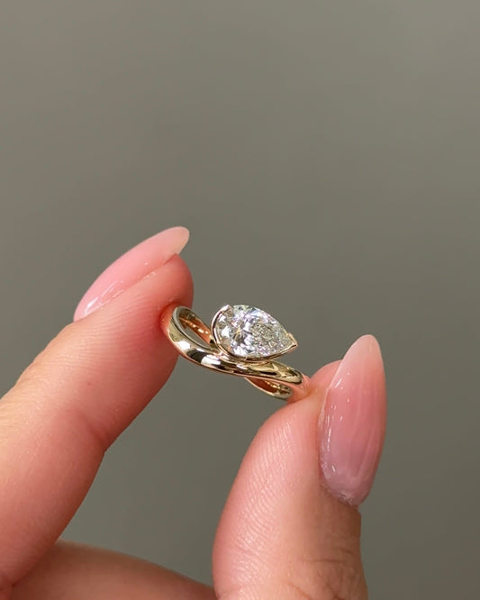 Marquise Shaped Three Stone Lab Grown Diamond Engagement Ring