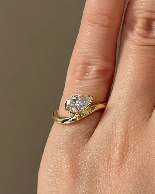 Marquise Shaped Three Stone Lab Grown Diamond Engagement Ring