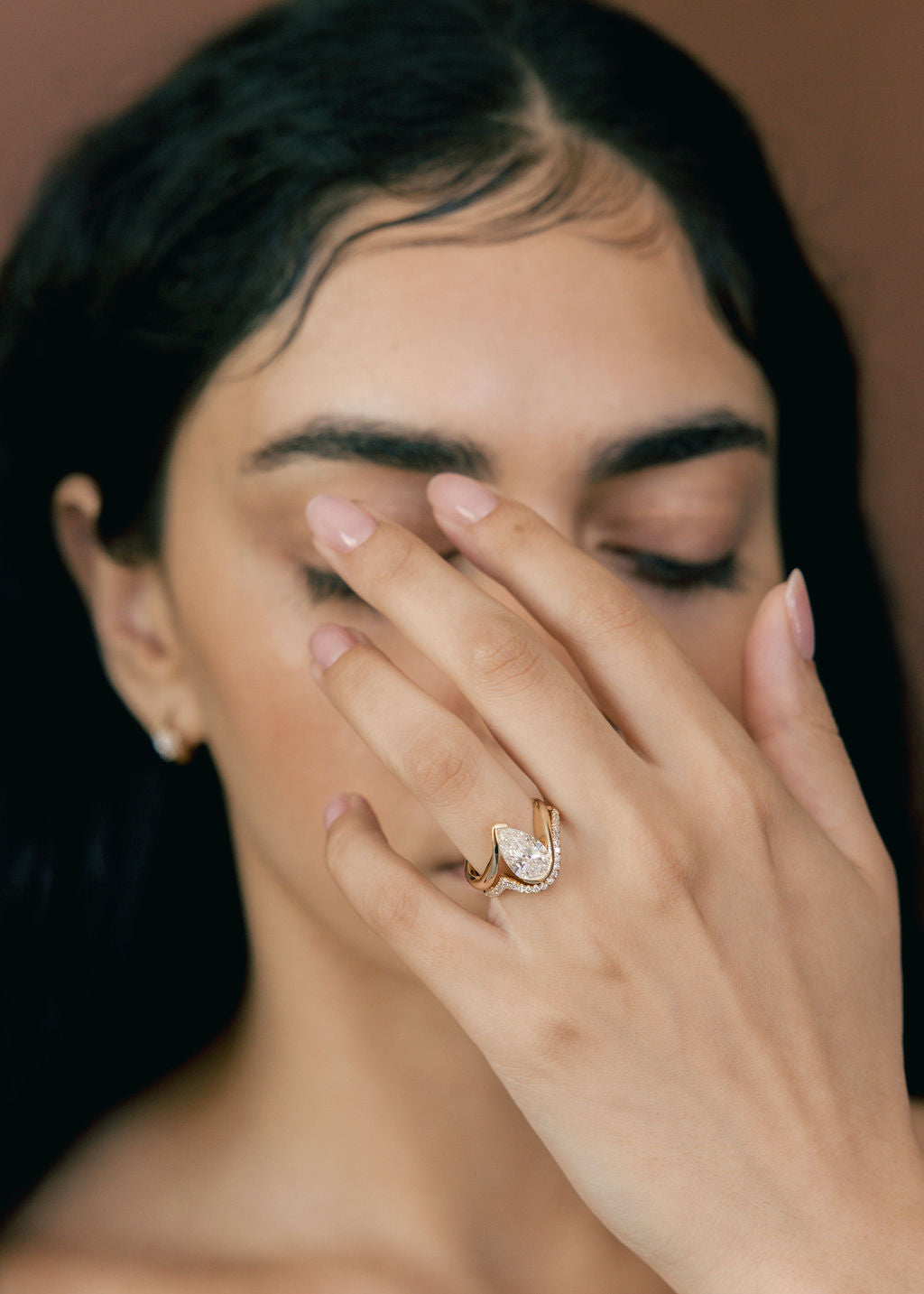 2.5 CT Pear Cut Solitaire Moissanite Ring With Minimal Pave Band