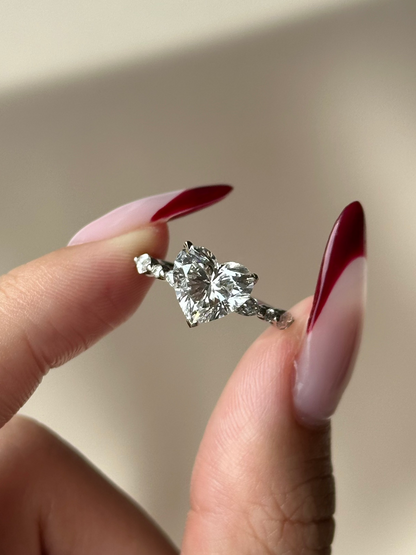 Marquise Shaped Three Stone Lab Grown Diamond Engagement Ring