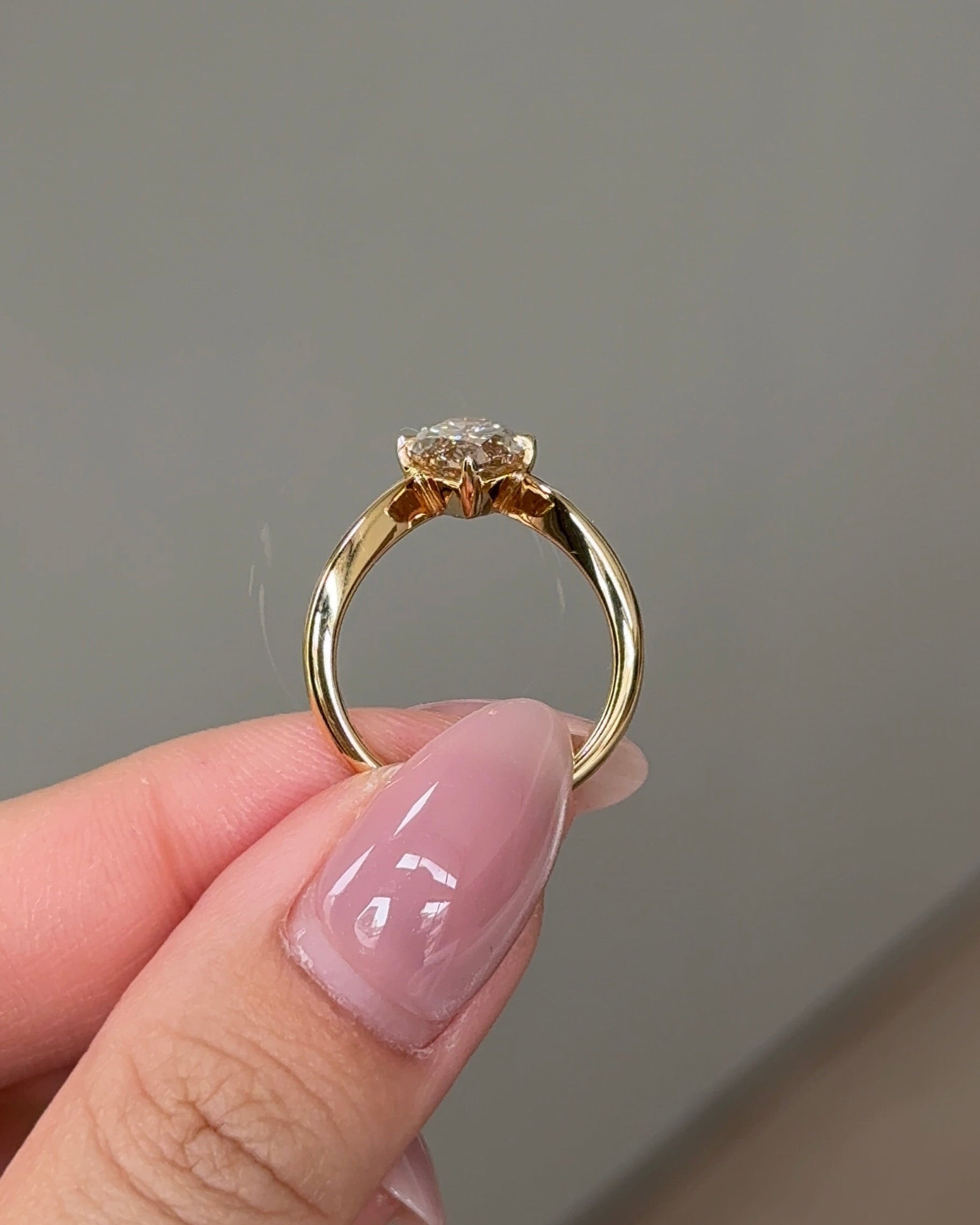 Marquise Shaped Three Stone Lab Grown Diamond Engagement Ring