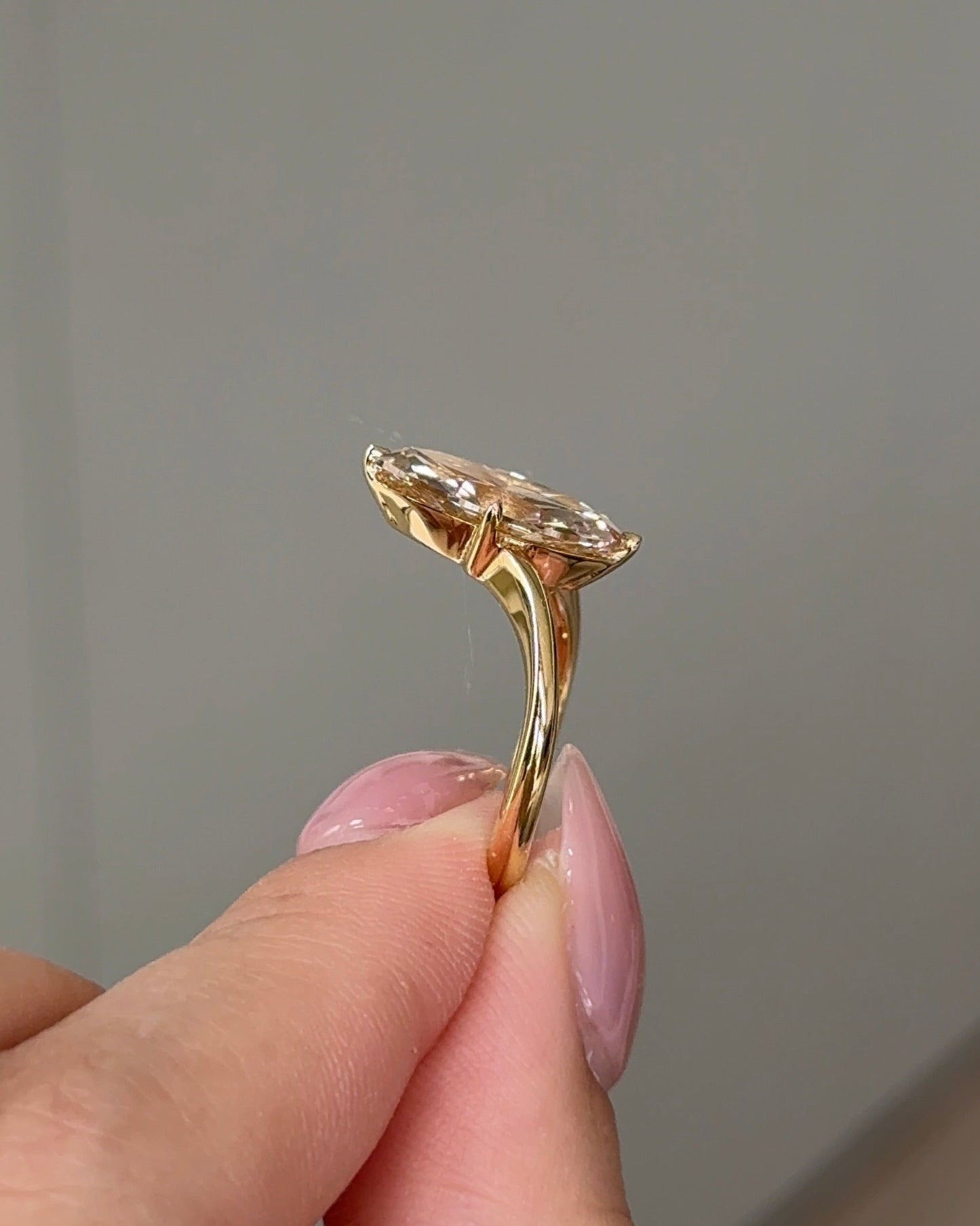 Marquise Shaped Three Stone Lab Grown Diamond Engagement Ring