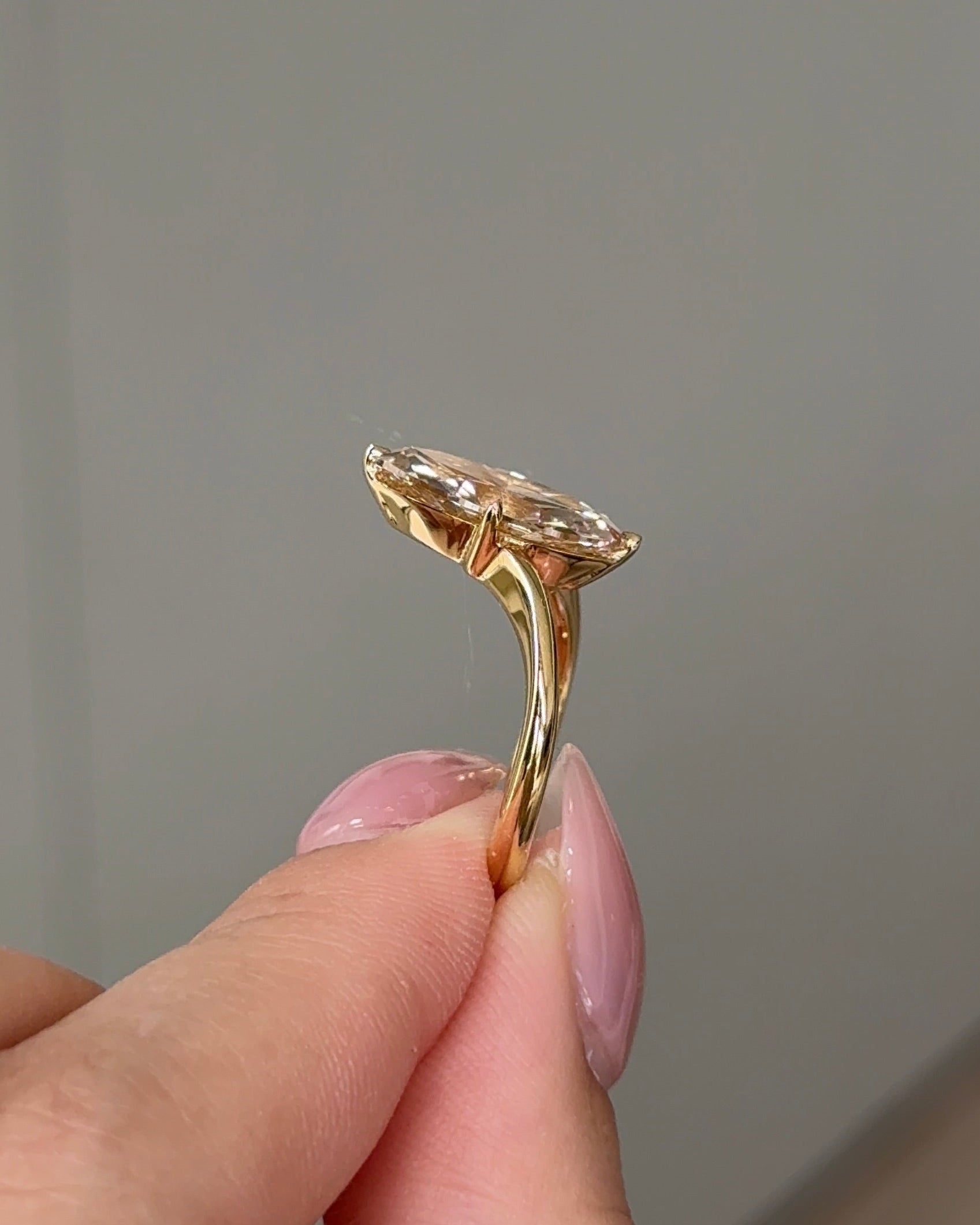 Marquise Shaped Three Stone Lab Grown Diamond Engagement Ring