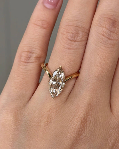 Marquise Shaped Three Stone Lab Grown Diamond Engagement Ring