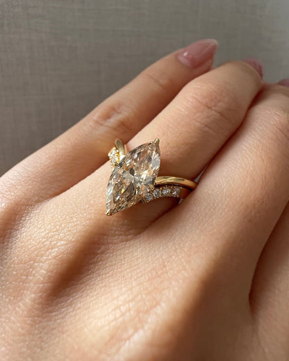 Marquise Shaped Three Stone Lab Grown Diamond Engagement Ring