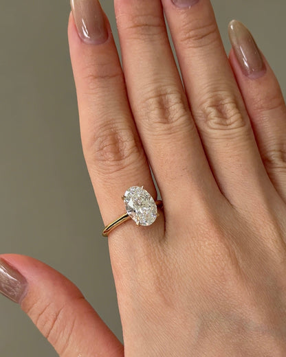 Marquise Shaped Three Stone Lab Grown Diamond Engagement Ring