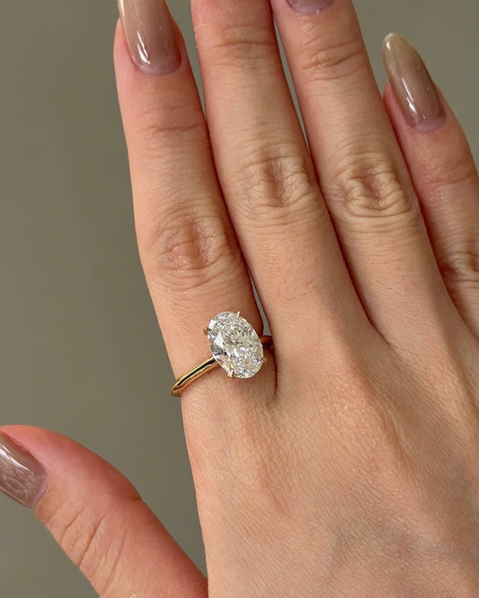 Marquise Shaped Three Stone Lab Grown Diamond Engagement Ring