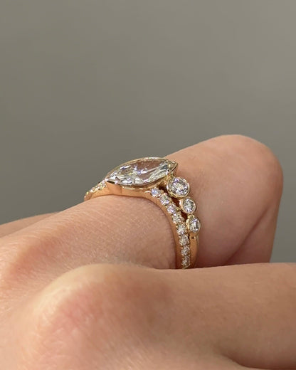 Marquise Shaped Three Stone Lab Grown Diamond Engagement Ring