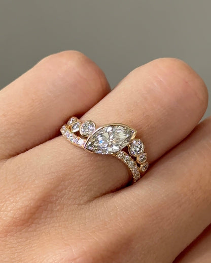 Marquise Shaped Three Stone Lab Grown Diamond Engagement Ring