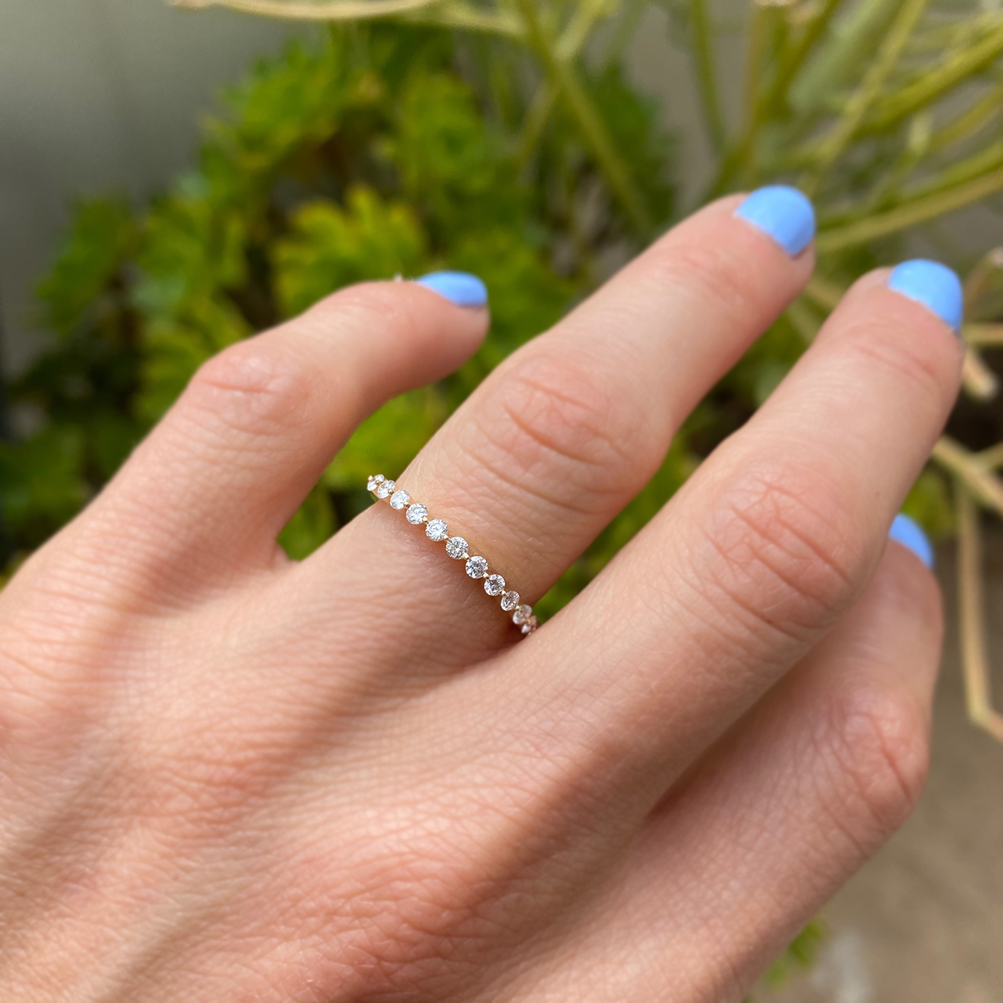 0.25 TCW Round Shaped Half Eternity Lab Grown Diamond Wedding Band