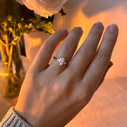 Marquise Shaped Three Stone Lab Grown Diamond Engagement Ring