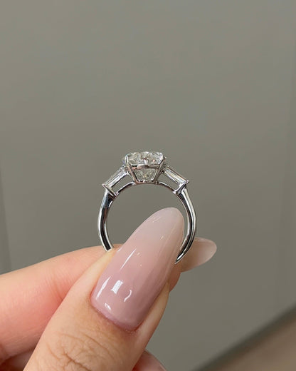 Marquise Shaped Three Stone Lab Grown Diamond Engagement Ring