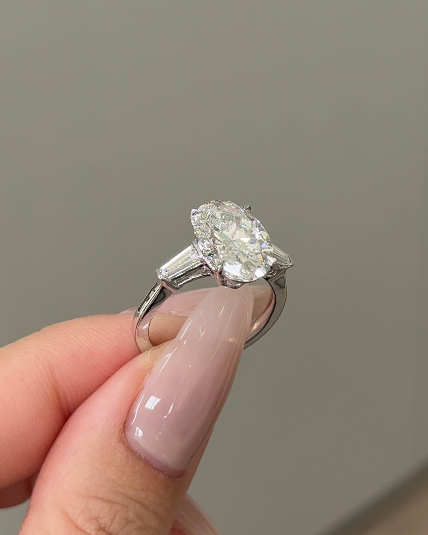 Marquise Shaped Three Stone Lab Grown Diamond Engagement Ring