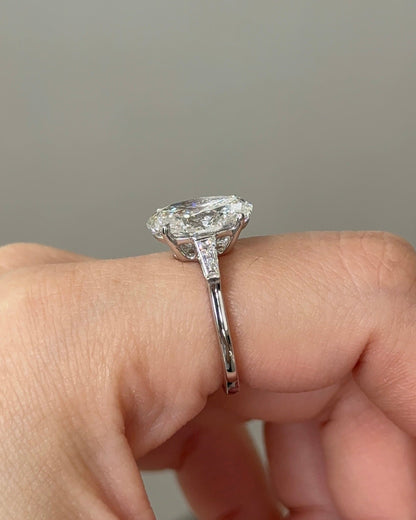 Marquise Shaped Three Stone Lab Grown Diamond Engagement Ring