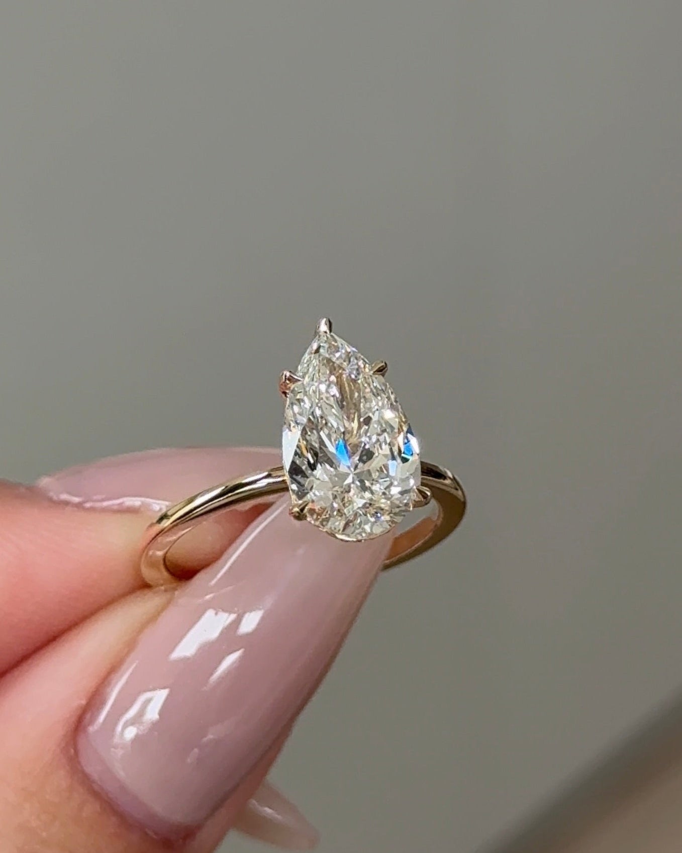 Marquise Shaped Three Stone Lab Grown Diamond Engagement Ring