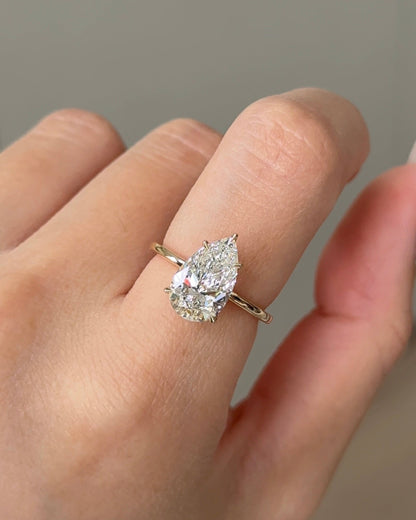 Marquise Shaped Three Stone Lab Grown Diamond Engagement Ring