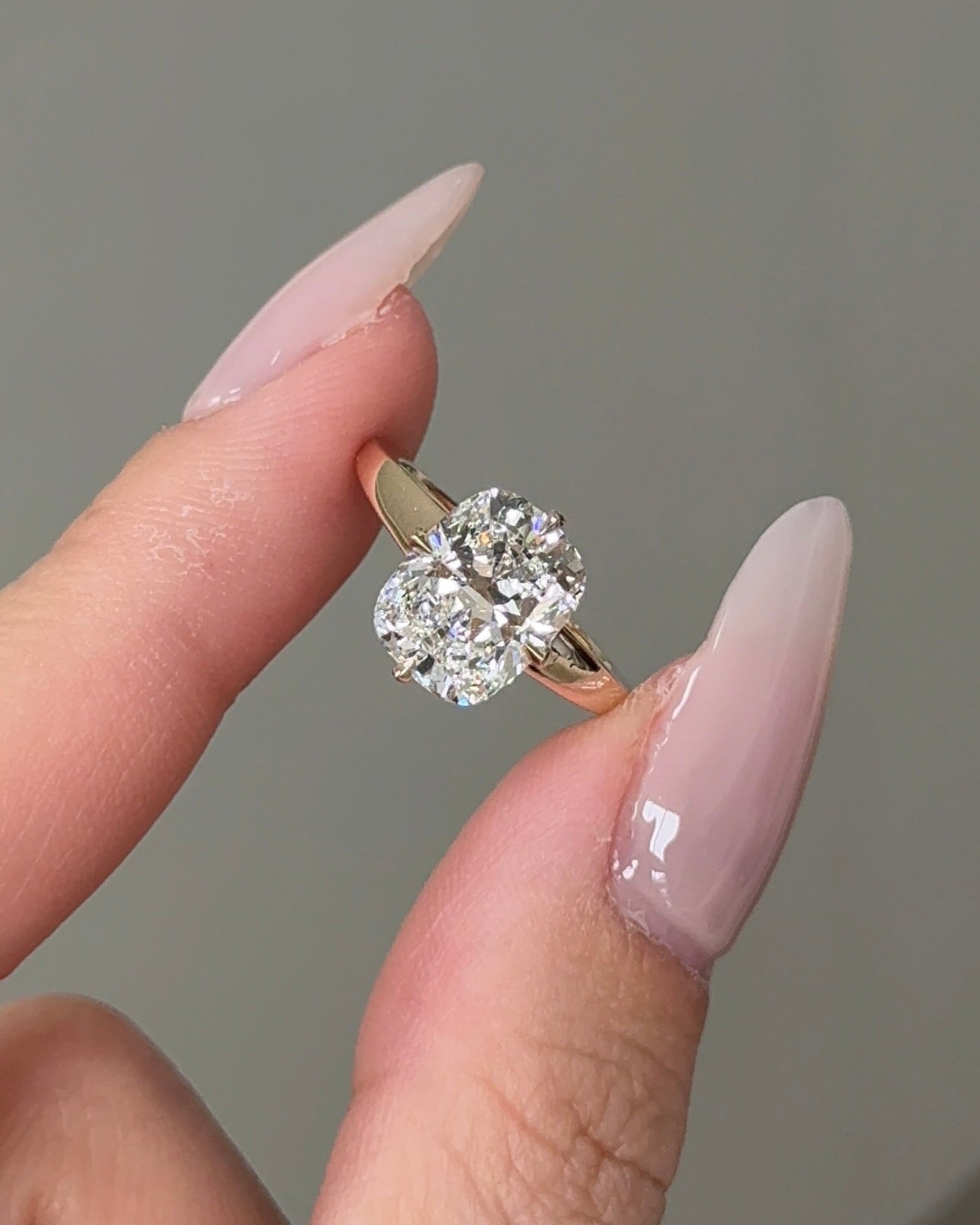 Marquise Shaped Three Stone Lab Grown Diamond Engagement Ring