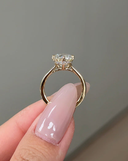 Marquise Shaped Three Stone Lab Grown Diamond Engagement Ring