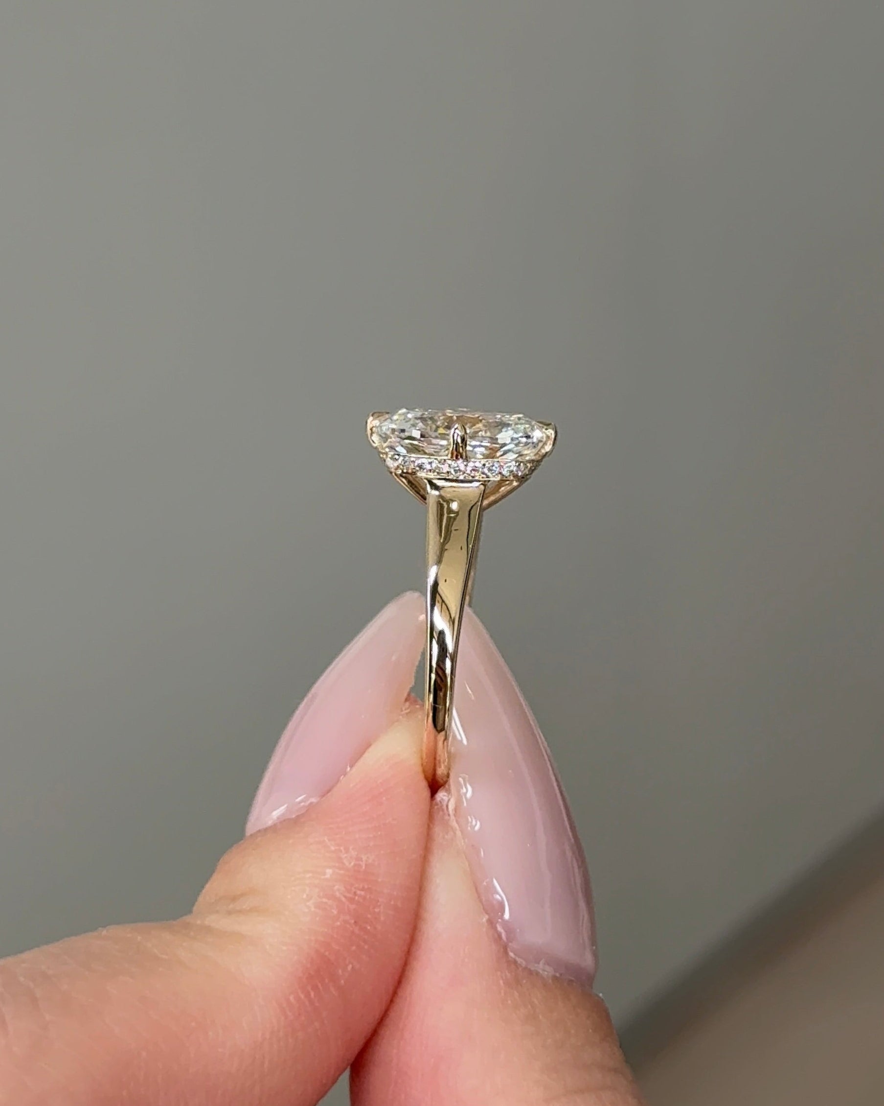 Marquise Shaped Three Stone Lab Grown Diamond Engagement Ring