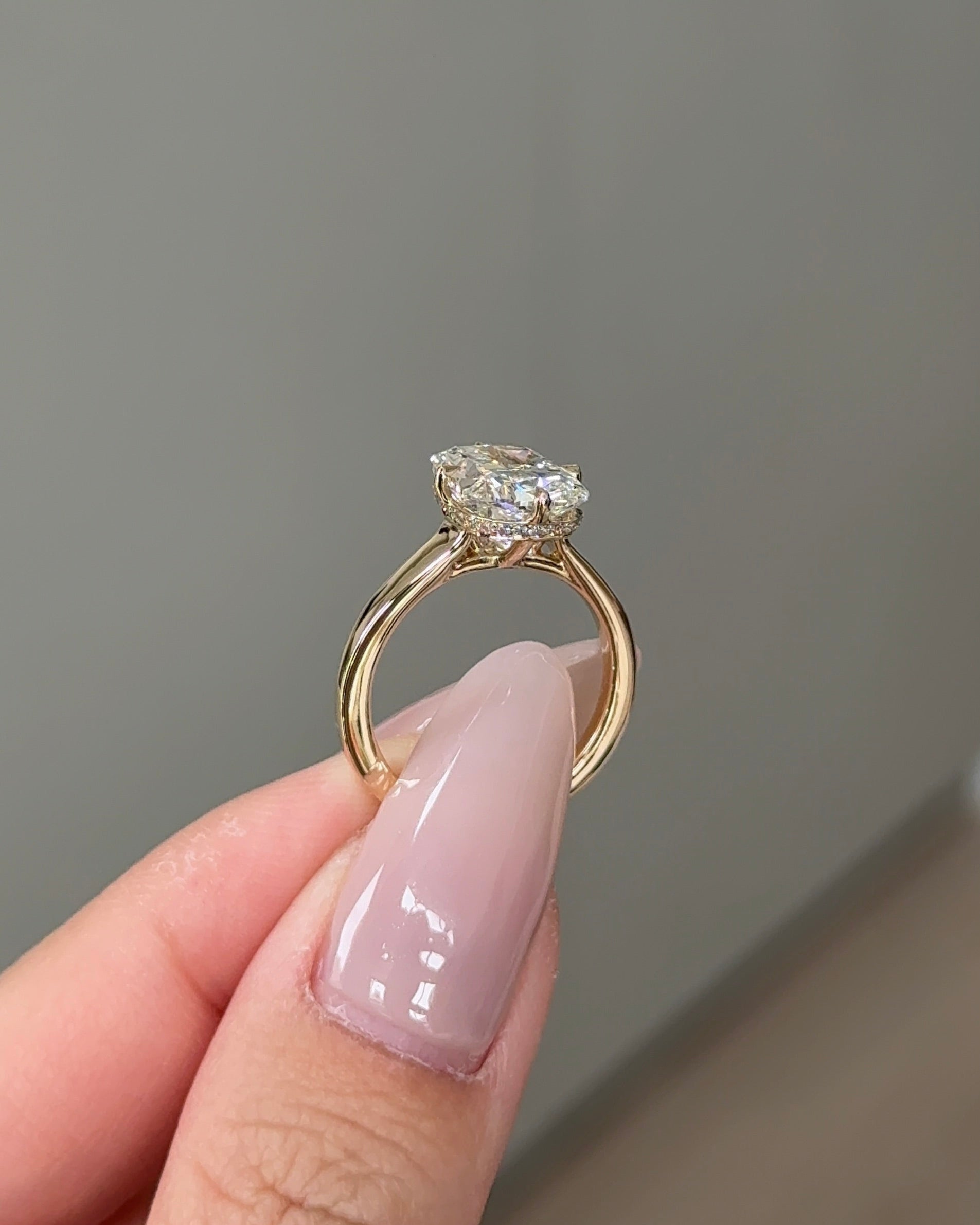 Marquise Shaped Three Stone Lab Grown Diamond Engagement Ring