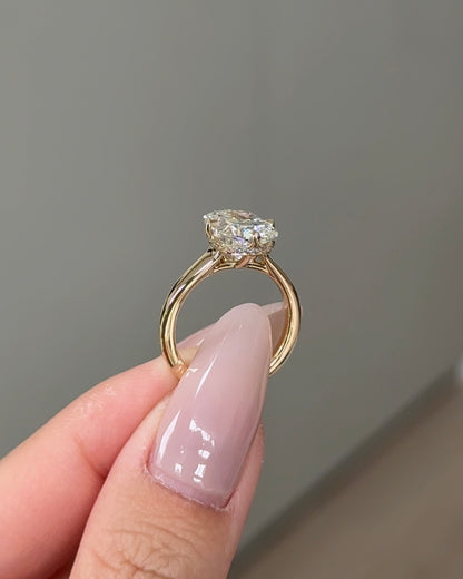 Marquise Shaped Three Stone Lab Grown Diamond Engagement Ring