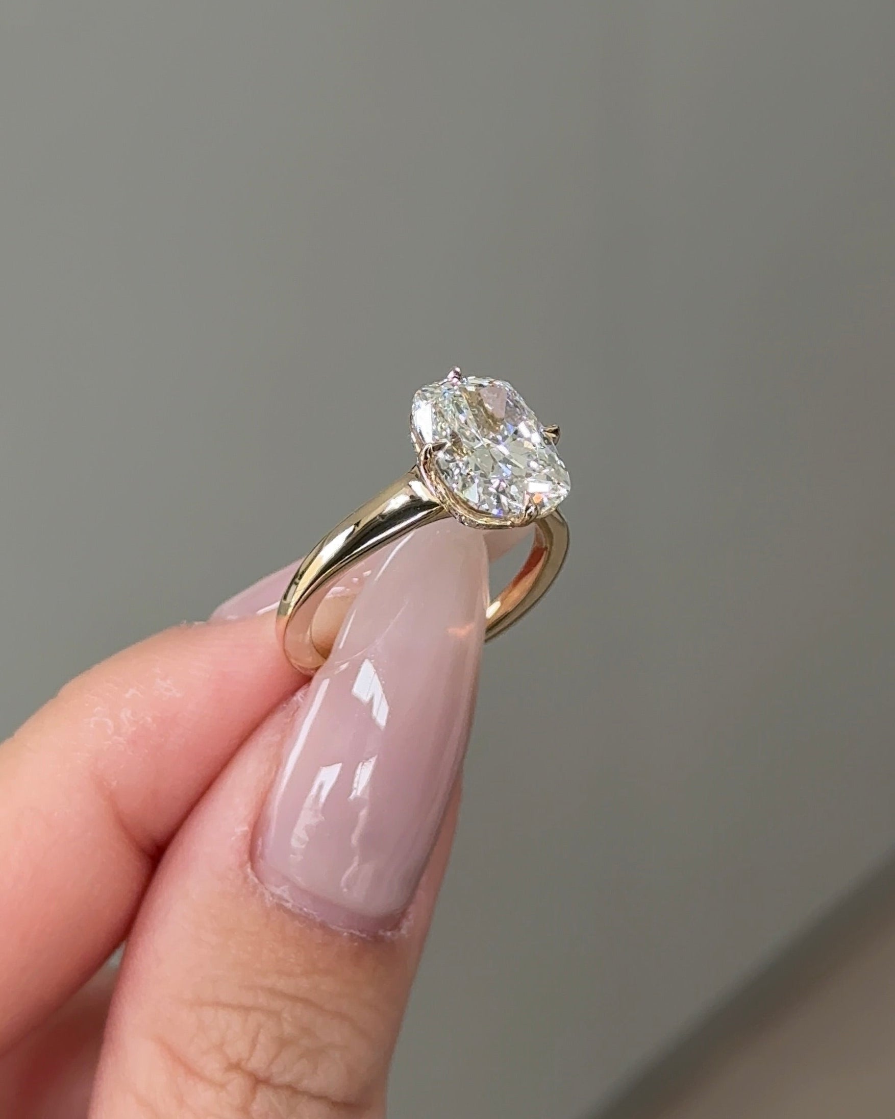 Marquise Shaped Three Stone Lab Grown Diamond Engagement Ring