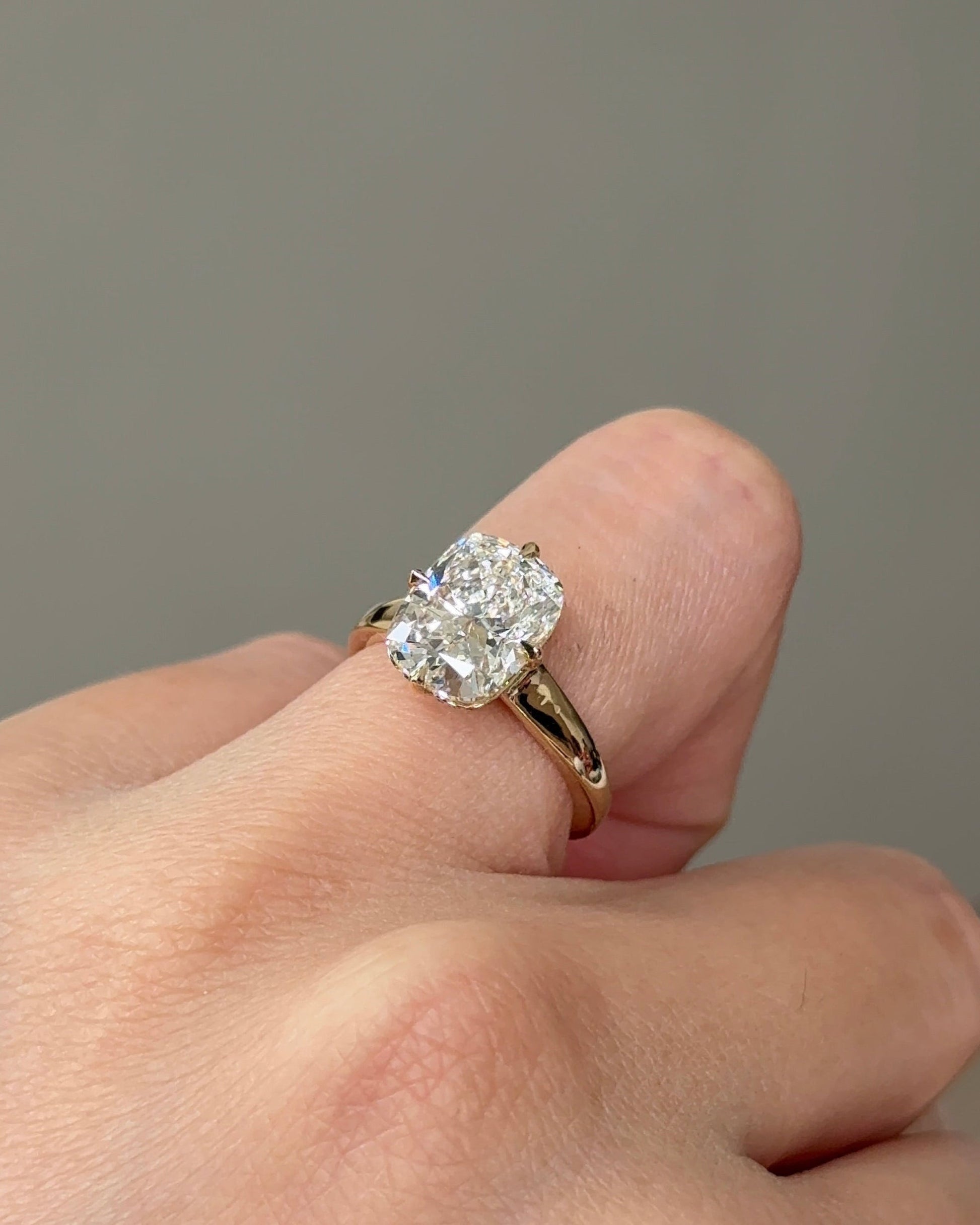 Marquise Shaped Three Stone Lab Grown Diamond Engagement Ring