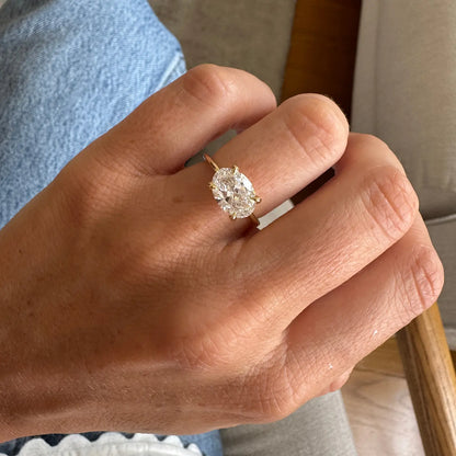 Timeless 2 CT Oval Cut East-West Solitaire Moissanite Diamond Engagement Ring
