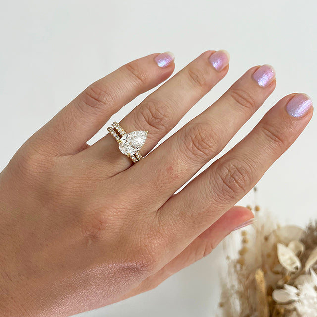 Marquise Shaped Three Stone Lab Grown Diamond Engagement Ring