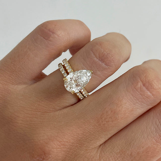 Marquise Shaped Three Stone Lab Grown Diamond Engagement Ring