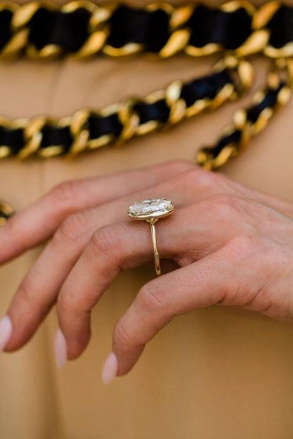 2.9 Carats Emerald Pave Styled Moissanite Engagement Ring