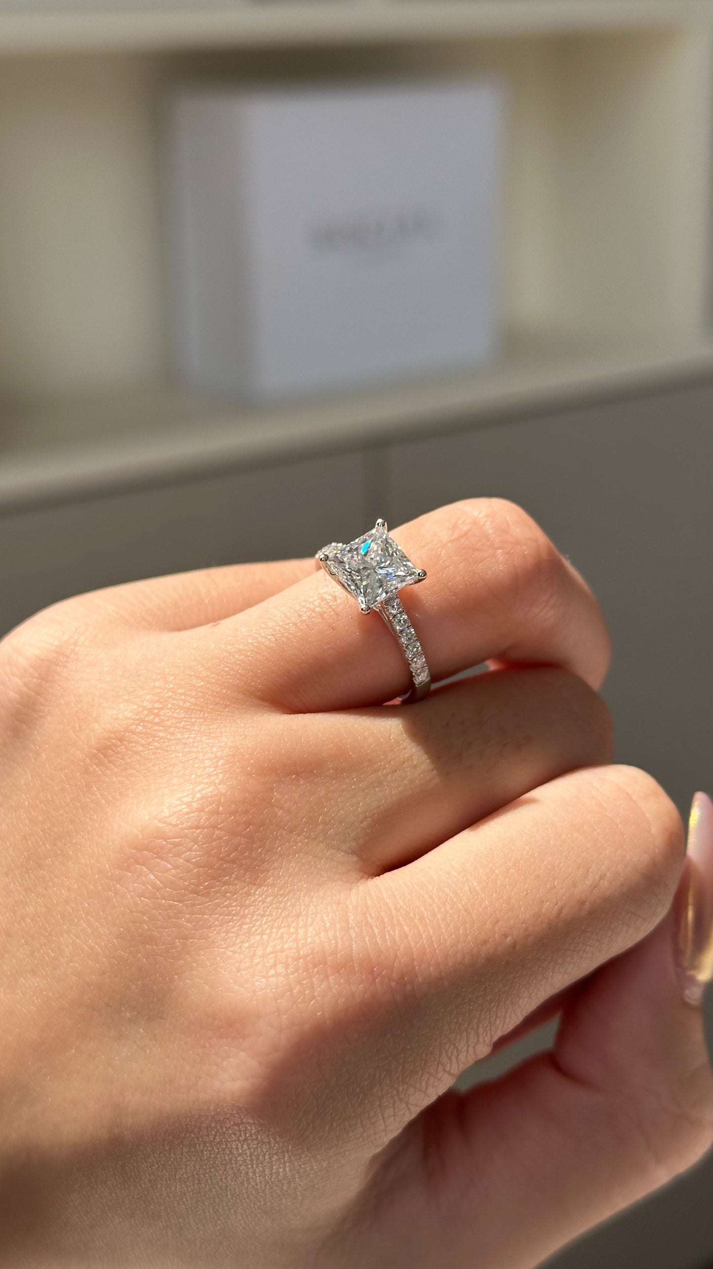 Marquise Shaped Three Stone Lab Grown Diamond Engagement Ring