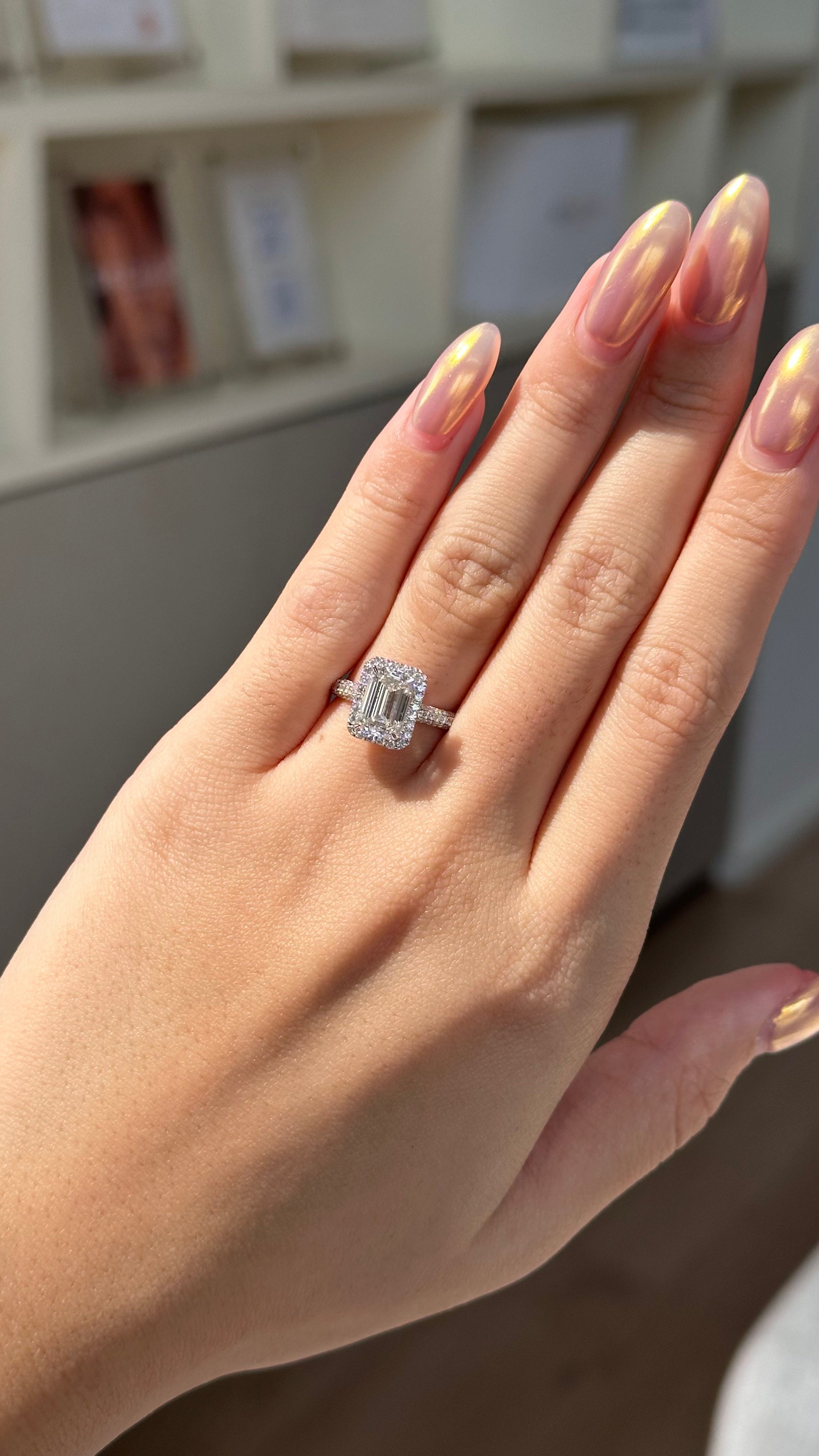 Marquise Shaped Three Stone Lab Grown Diamond Engagement Ring