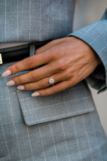 2.9 Carats Emerald Pave Styled Moissanite Engagement Ring