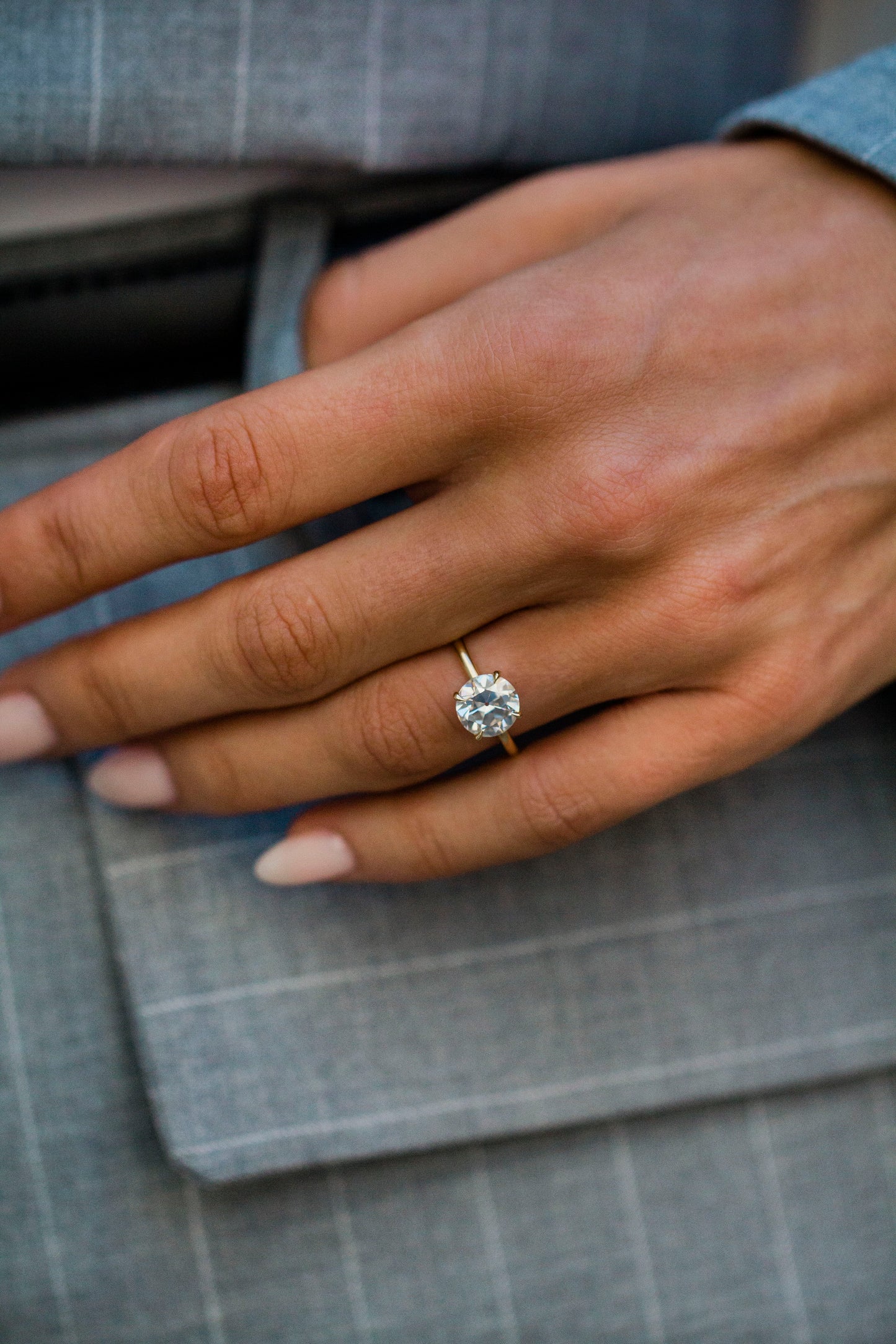 2.9 Carats Emerald Pave Styled Moissanite Engagement Ring