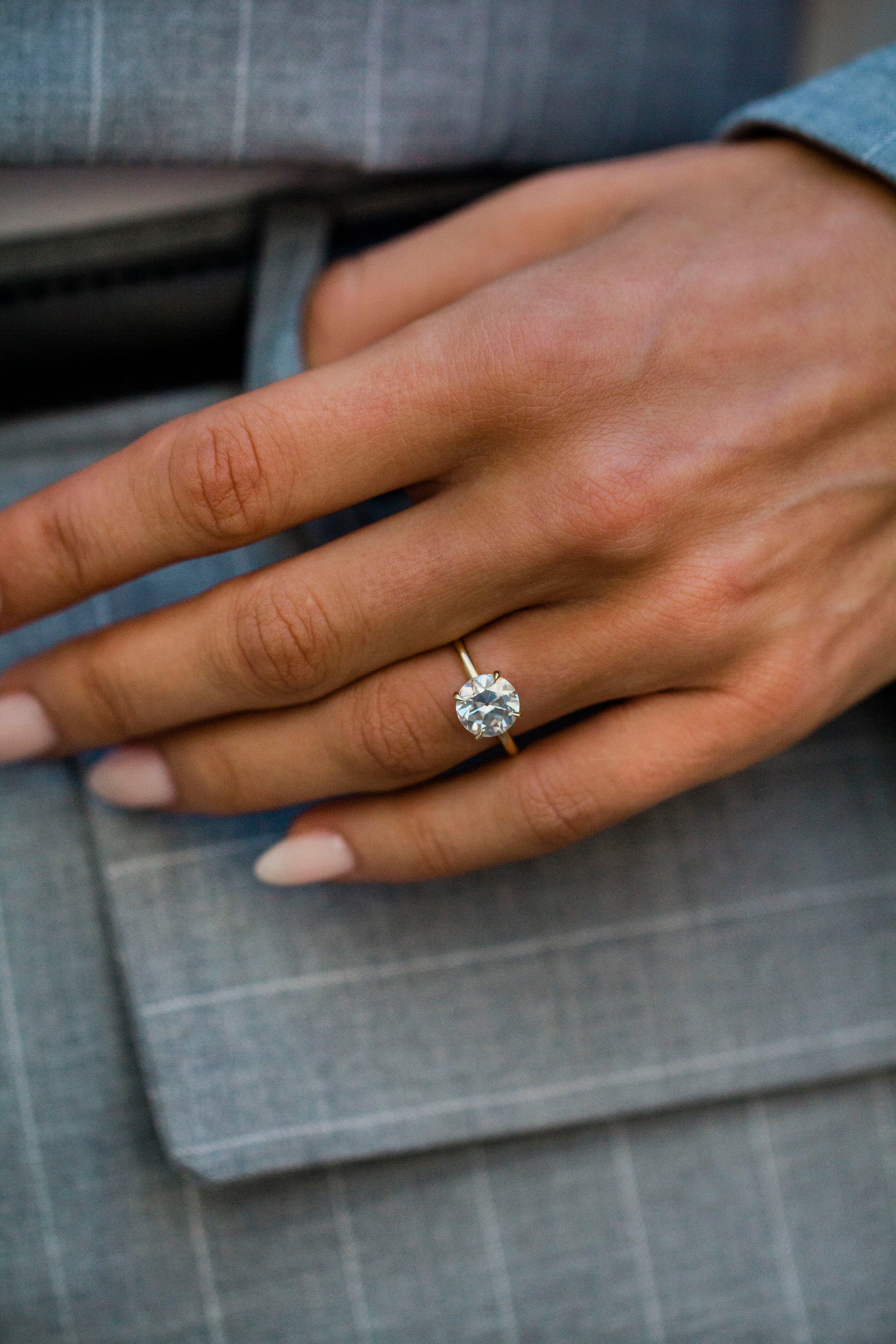 2.9 Carats Emerald Pave Styled Moissanite Engagement Ring