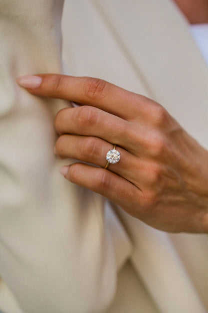 2.9 Carats Emerald Pave Styled Moissanite Engagement Ring